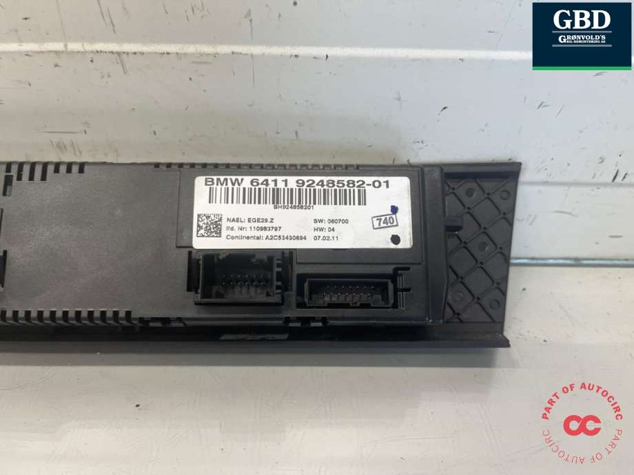 Varmeapparat betjening til BMW 3-Serie 2005-2011 (E90/E91/E92/E93) (E90/E91/E92/E93) (64 11 9 292 264|64119248582-01|)