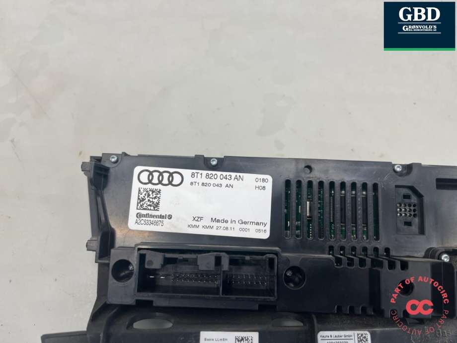 Varmeapparat betjening til Audi Q5 2008-2012 (Type I, Fase 1)  (8T1 820 043 AH|8T1 820 043 AS XZF|8T1 820 043 AH XZF)
