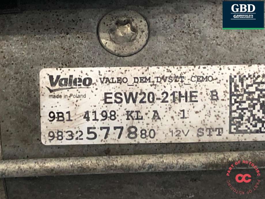 Starter diesel til Citroën Berlingo 2019-->> (Type III) (98 252 330 80|16 276 588 80|9832577880)