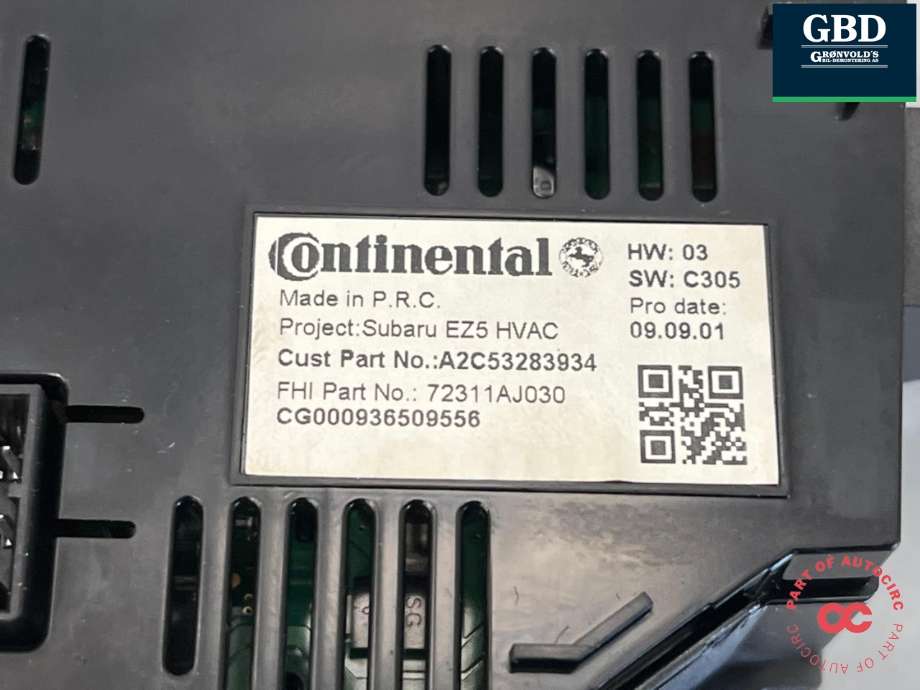 Varmeapparat betjening til Subaru Legacy 2009-2015 (72311AJ030|)
