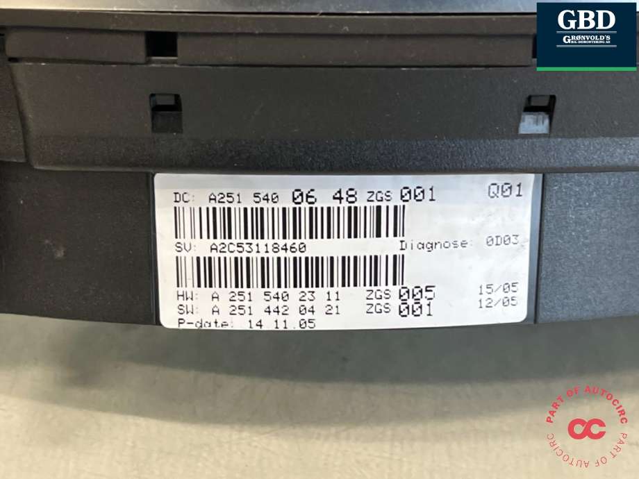 Instrumentpanel til Mercedes ML 2005-2011 (W164) (W164) (A 251 540 26 48|A 251 540 06 48| A 251 540 72 47| A 164 540 89 47| A 164 540 33 47| A 164 540 49 47|A 164 540 41 47| A 164 540 25 47)
