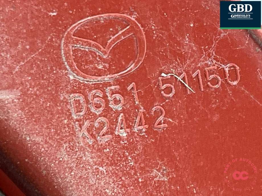 Baklykt høyre til Mazda 2 2011-2014 (Type II, Fase 2)  (D65151150M|D65151170E|)