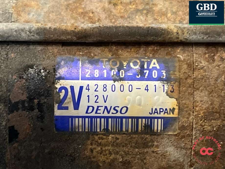 Starter til Toyota RAV4 2013-2015 (Type IV, Fase 1) (2810037032|2810037031|)