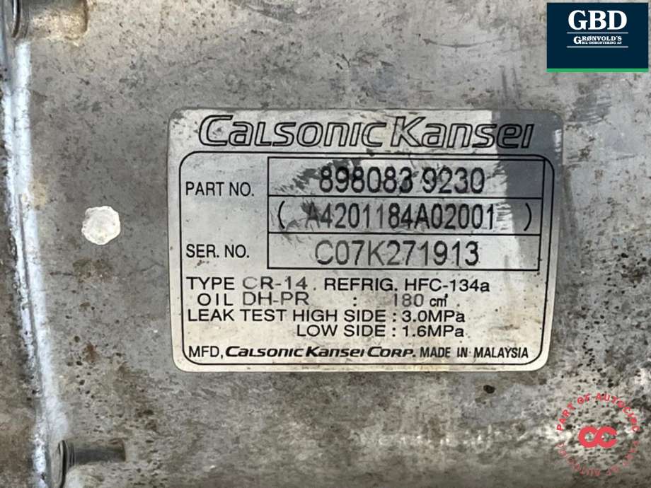 Aircondition kompressor til Isuzu D-Max 2007-2012 (Type I)  (8980839230|)