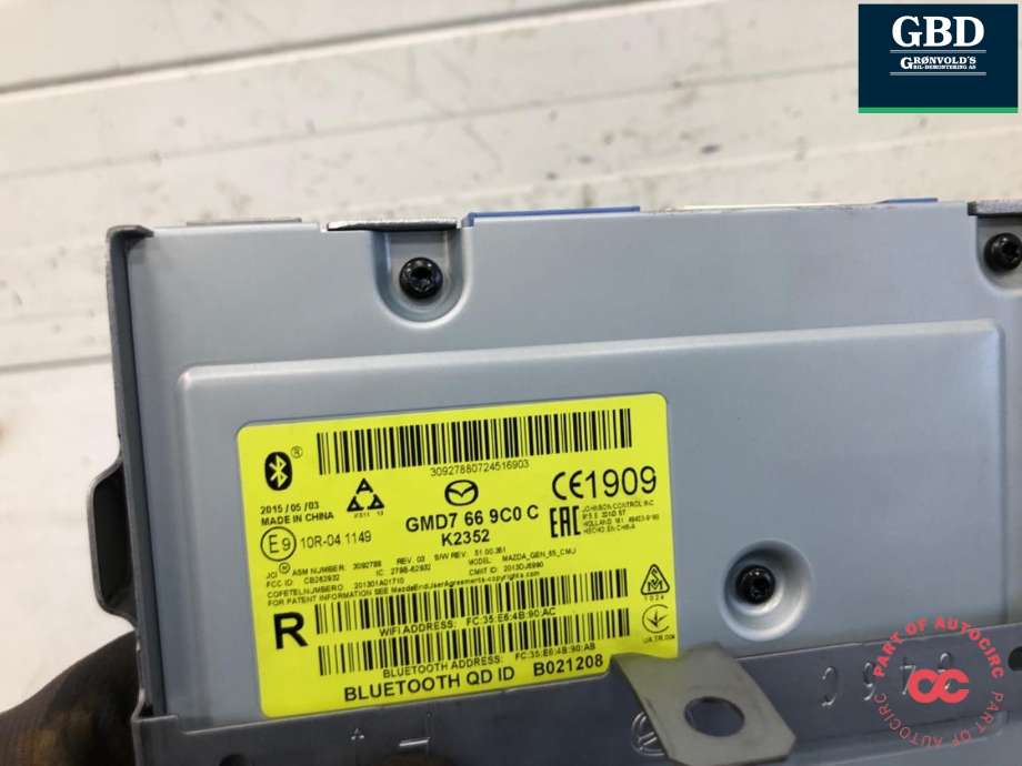 Bilstereo navigasjon skjerm til Mazda 6 2013-2015 (Type III, Fase 1)  (GML8611J0|GMD7669C0C|)
