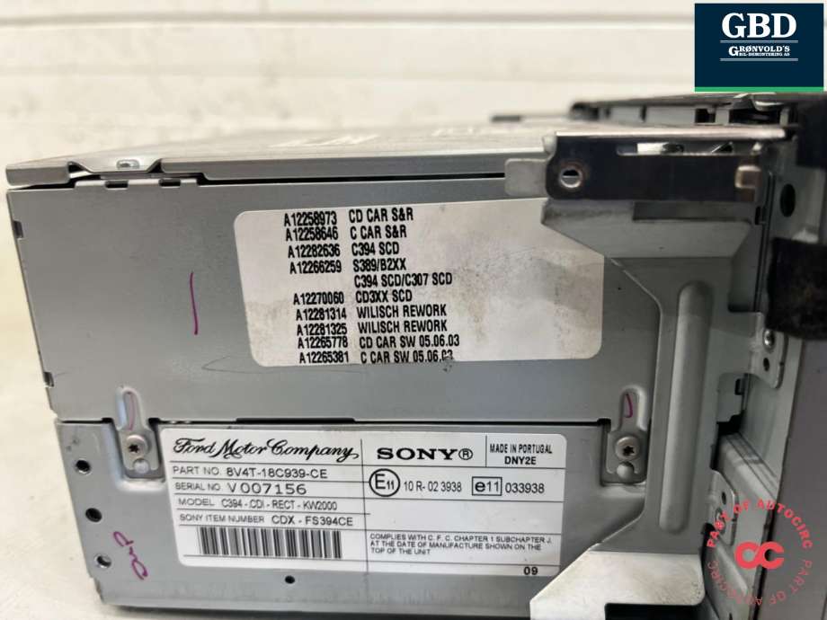 Bilstereo til Ford Kuga 2008-2012 (Type I)  (1830420|8V4T-18C939-CH|8V4T-18C939-CE)