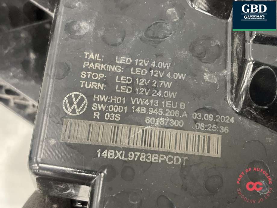 Baklykt høyre ytre til VW ID.7 2023-->> (14B 945 208 A|)