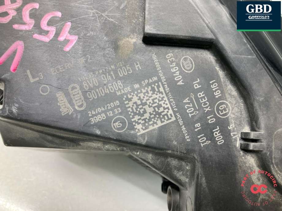 Frontlykt venstre xenon til Audi A3 2016-2020 (Type III, Fase 2) (8V0 941 043 H|8V0 941 005 H|90104608)