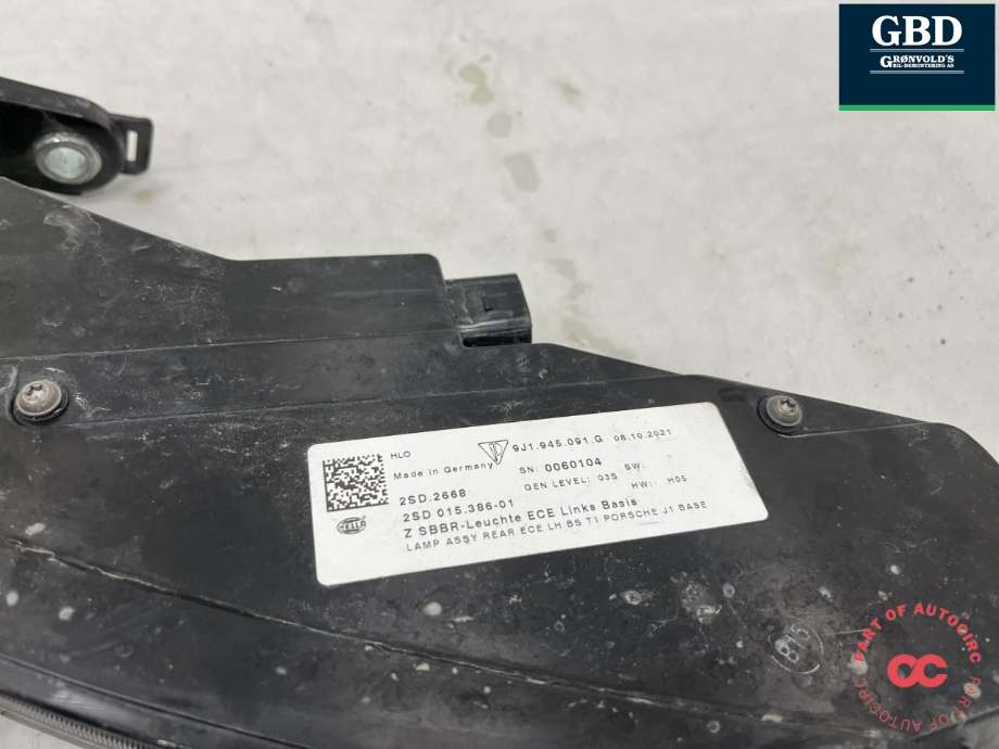 Baklykt venstre til Porsche Taycan 2019-->> (9J1 945 091 G|9J1 945 091 D|)