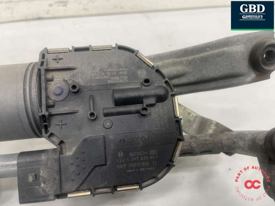 Viskermotor frontrute komplett m/overføring til VW Golf VII 2012-2017 (Fase 1) (5G1 955 023 D|5G1 955 023 C|)