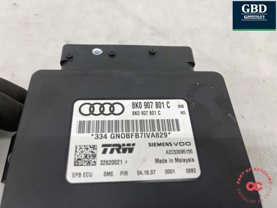 Styreenhet elektrisk parkbrems (EPB - Electric Parking Brake) til Audi A5 2007-2016 (Type I) (8K0 907 801 H|8K0 907 801 C|)