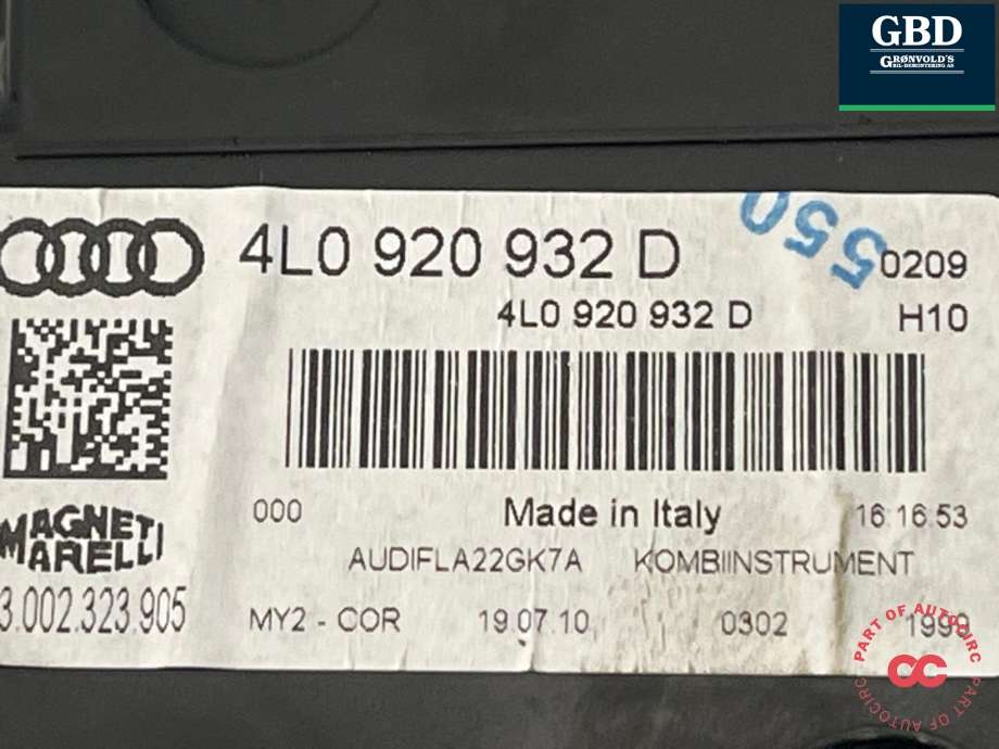 Instrumentpanel til Audi Q7 2010-2015 (Type I, Fase 2)  (4L0 920 932 D|4L0 920 932 DX|)