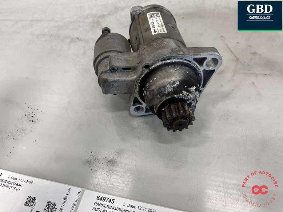 Starter diesel til Audi A3 2012-2016 (Type III, Fase 1)  (02M 911 024 B|02M 911 024 BX|)