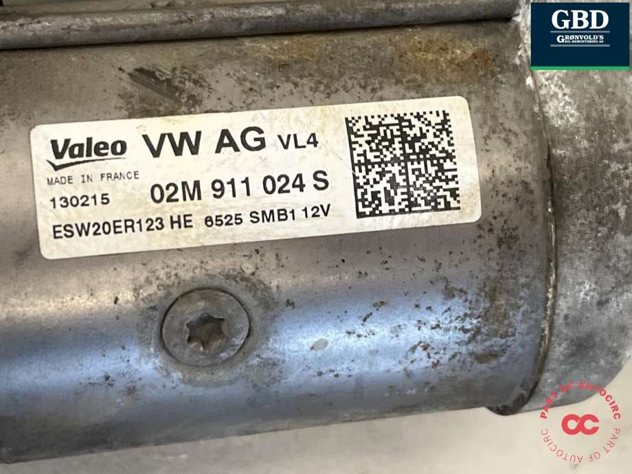 Starter diesel til Audi A3 2012-2016 (Type III, Fase 1)  (02M 911 024 B|02M 911 024 BX|)
