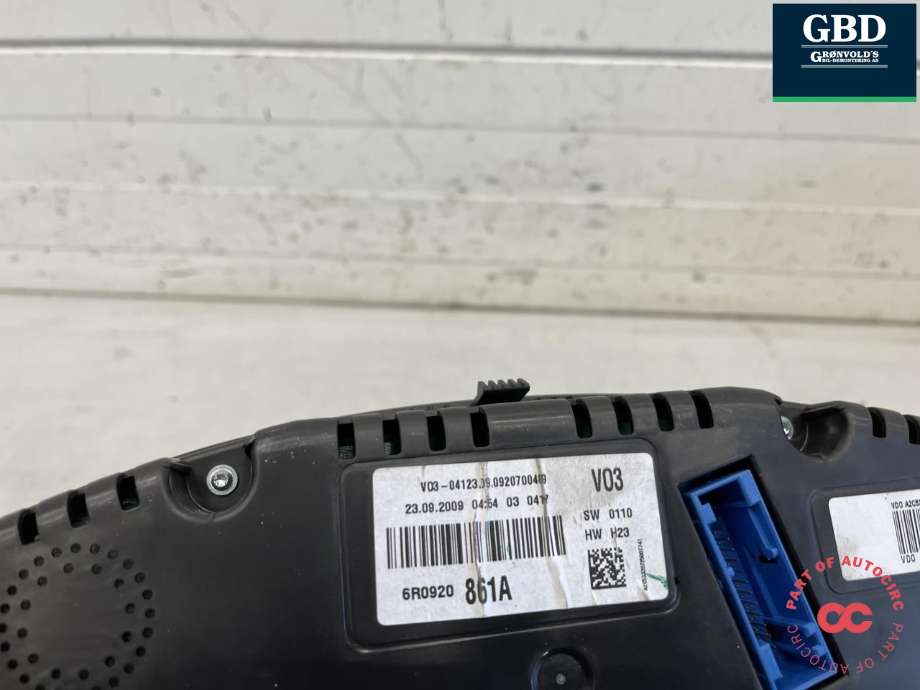 Instrumentpanel til VW Polo 2009-2014 (Type V, Fase 1)  (6R0 920 861 C|6R0 920 861 CX|)