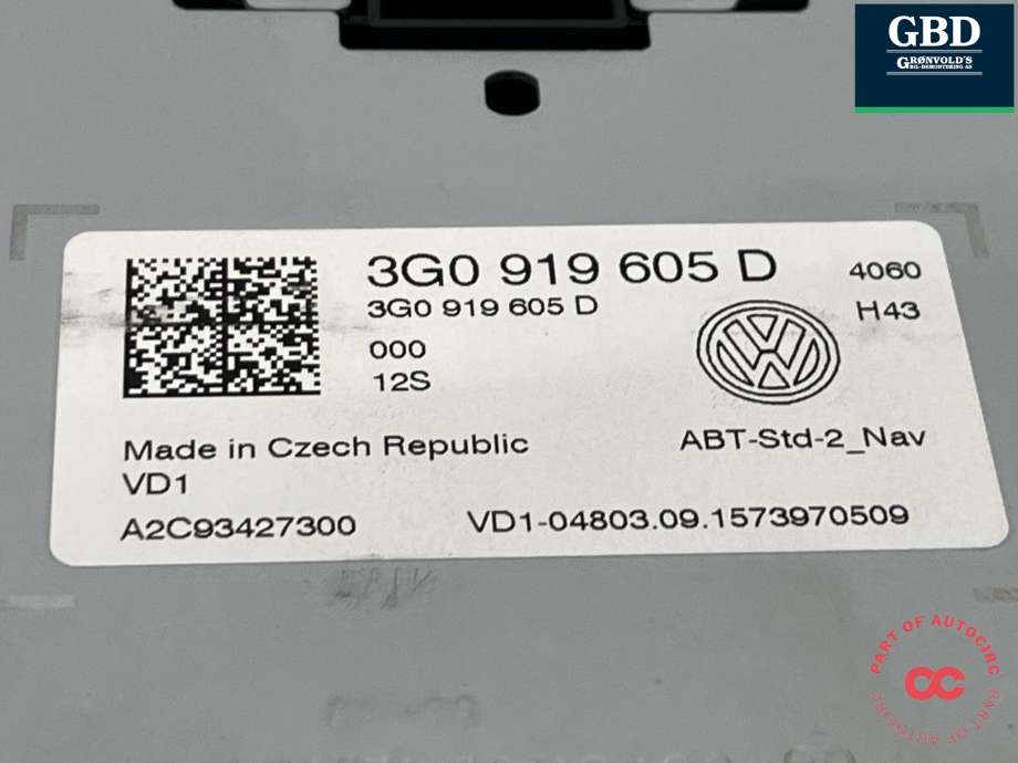 Bilstereo til VW Golf Sportsvan 2014-2018 (3G0 919 605 D|)