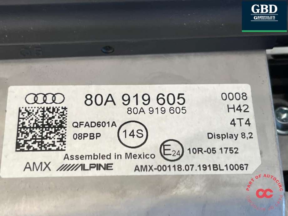 Multimedia display (MCU - Media Controller Unit) til Audi Q5 2017-->> (Type II)  (80A 919 605|)