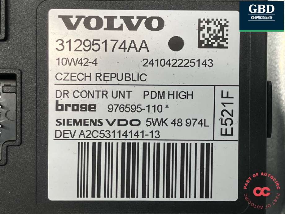 Ruteheis høyre foran til Volvo C30 2010-2012 (Fase 2) (30784510|31295174|976595-110)
