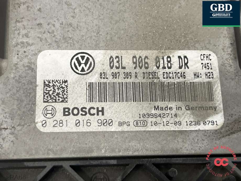 Styreenhet motor til VW Touran 2010-2015 (Type I, Fase 3)  (03L 906 018 DR 1T0|03L 906 018 DR|)