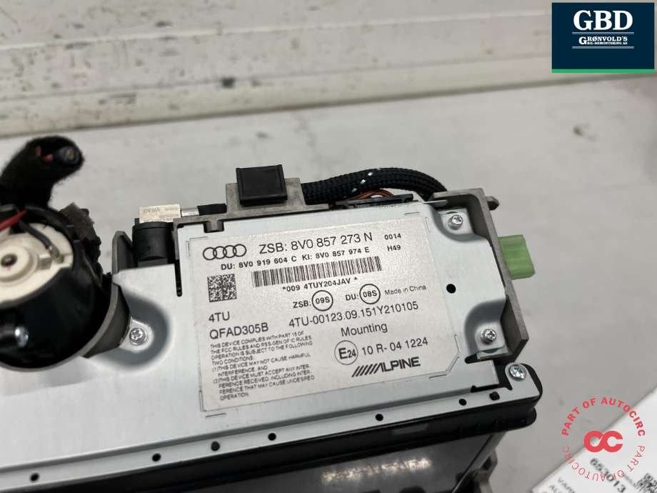 Varmeapparat betjening til Audi A3 2012-2016 (Type III, Fase 1)  (8V0 820 043 G|8V0 820 043 G  IMJ|)