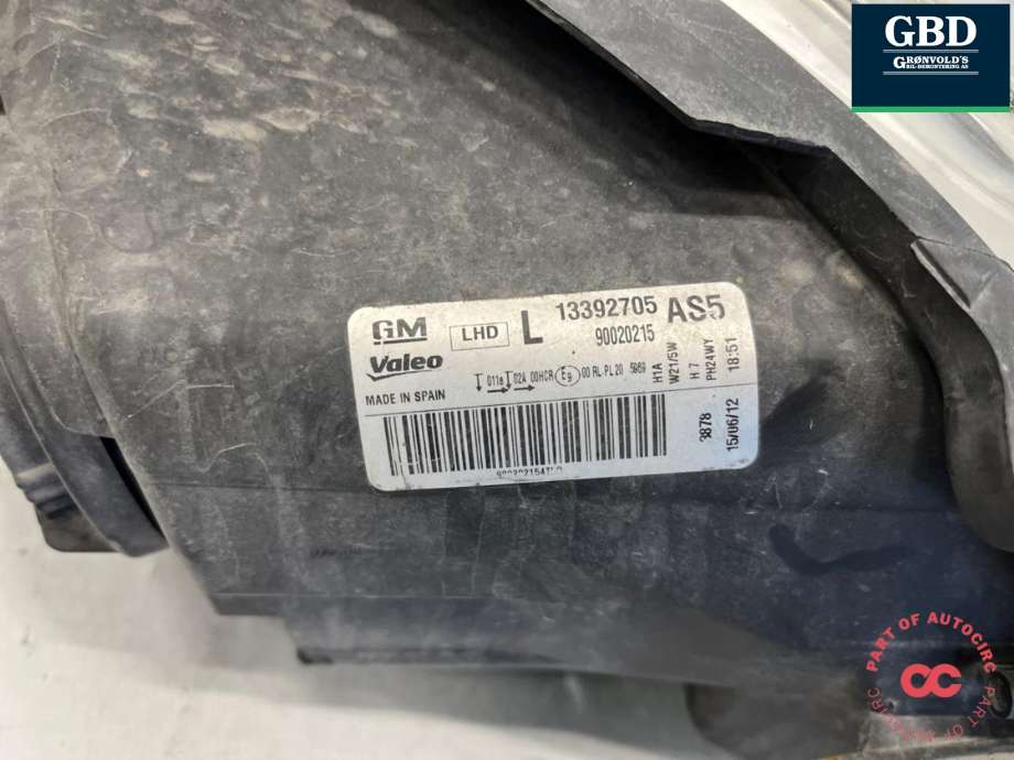 Frontlykt venstre halogen til Opel Corsa D 2006-2014  (95511327|)