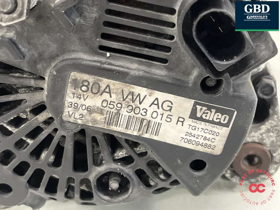 Dynamo diesel til Audi Q7 2006-2010 (Type I, Fase 1)  (VALEO|059 903 015 R|059 903 015 RX | 059 903 016 PX|059 903 018 E | 059 903 018 EX)