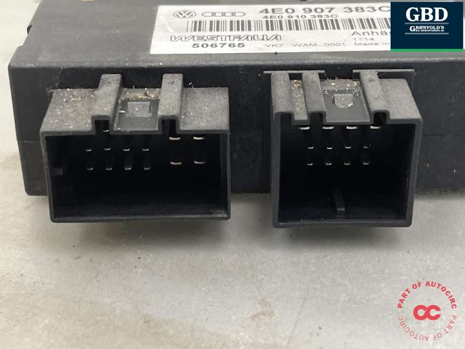 Styreenhet hengerfeste til Audi Q7 2006-2010 (Type I, Fase 1) (4E0 907 383 J|4E0 907 383 H|4E0 907 383 C)