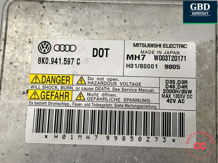 Styreenhet xenon/ballast til Audi Q5 2008-2012 (Type I, Fase 1)  (8K0 941 597 E|8K0.941.597 C|)