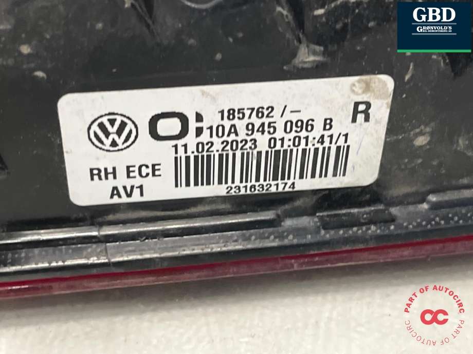 Baklykt høyre ytre til VW ID.3 2020-->>  (10A 945 096 B|)