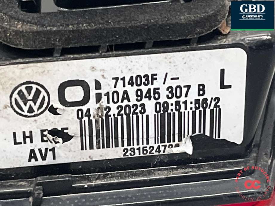 Baklykt venstre indre til VW ID.3 2020-->>  (10A 945 307 B|)