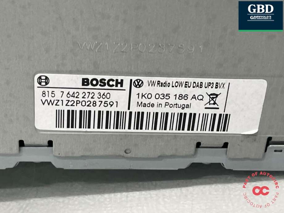 Bilstereo til VW Caddy 2010-2015 (Type III, Fase 2)  (1K0 035 186 AQ|)