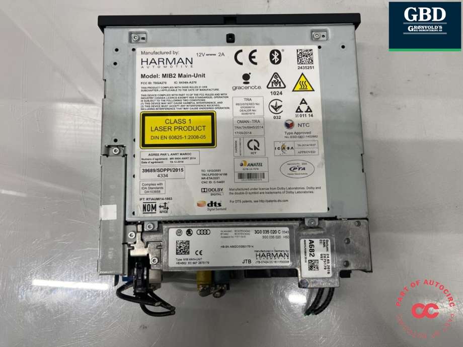 Bilstereo til VW e-Golf 2014-2017 (Fase 1)  (3G0 035 020 C|3G0 035 020 CX|)