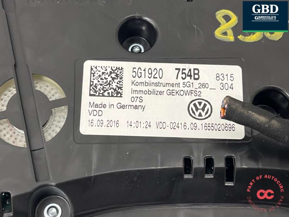 Instrumentpanel til VW Golf VII 2012-2017 (Fase 1)  (5G1 920 754 B|)
