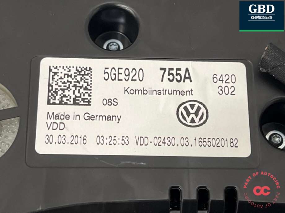 Instrumentpanel til VW e-Golf 2014-2017 (Fase 1) (5GE 920 755 A|)