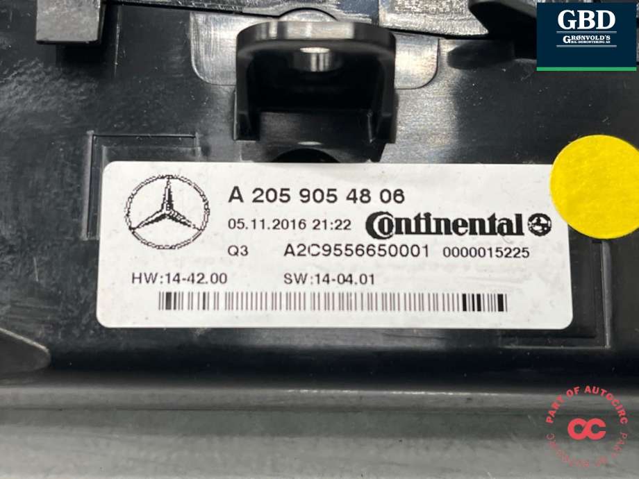 Varmeapparat betjening til Mercedes C-Klasse 2014-2018 (Fase 1) (W205) (W205) (A 205 905 89 13|A 205 905 48 06|)