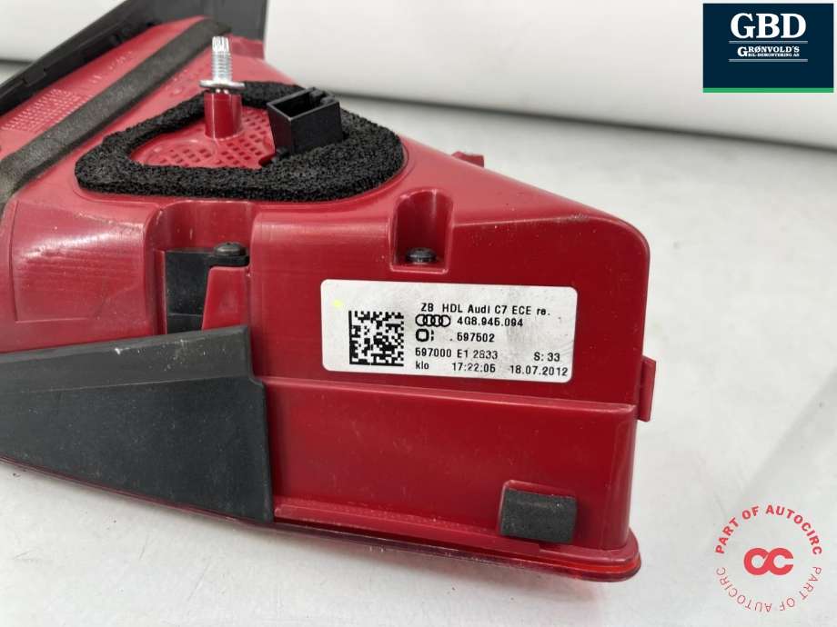 Baklykt venstre indre til Audi A7 2010-2014 (Type I, Fase 1)  (4G8 945 093|)