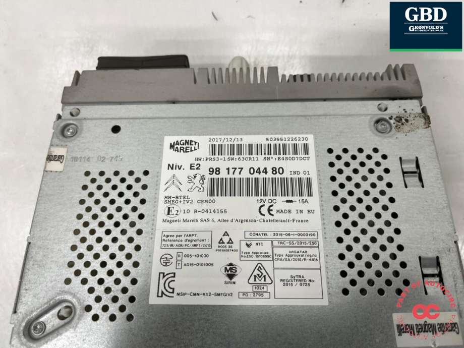 Bilstereo navigasjon til Citroën Berlingo 2015-2019 (Type II, Fase 2) (16 227 934 80|16 808 167 80|)
