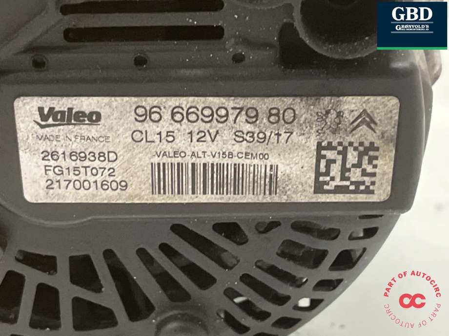 Dynamo til Citroën Berlingo 2015-2019 (Type II, Fase 2) (5705 NR| 96 669979 80|65 014 061 80 | 5702 L3|65 014 061 80)
