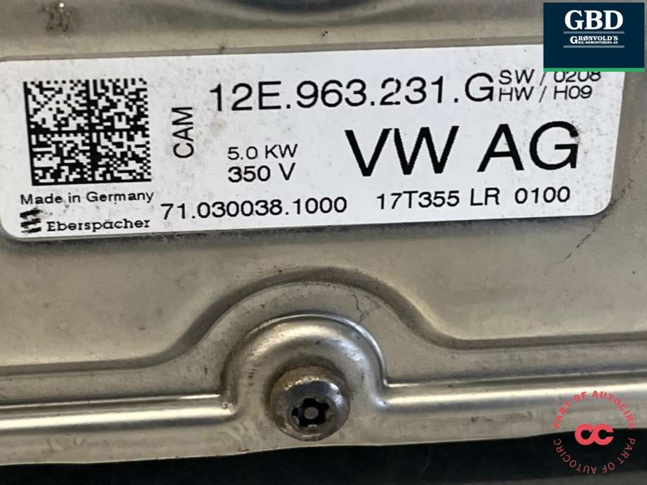 Varmeapparat PTC-heater til VW e-Golf 2017-2020 (Fase 2)  (5QE 819 013 AD|12E 9634 231 G|)
