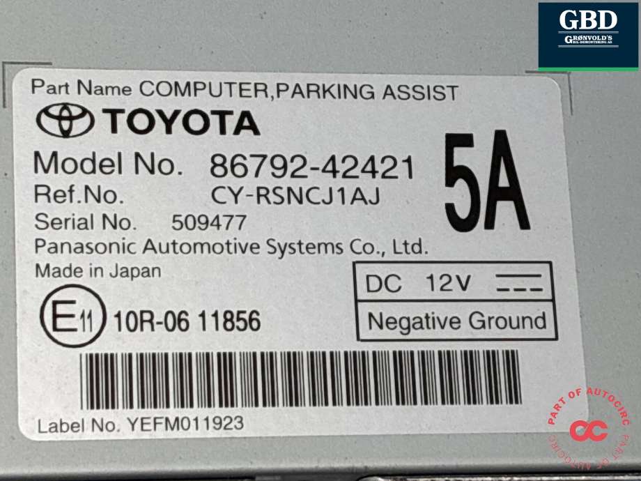 Styreenhet parkering til Toyota bZ4X 2022-->> (8679242421|)