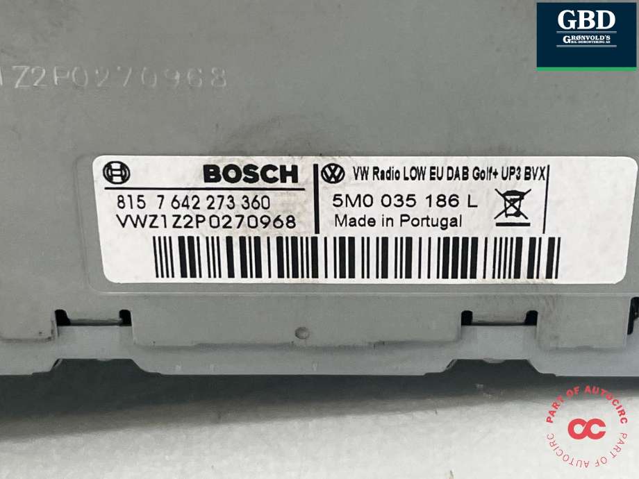 Bilstereo til VW Transporter / Caravelle 2009-2015 (Fase 2) (T5) (T5) (5M0 057 186 L|5M0 057 186 LX|)