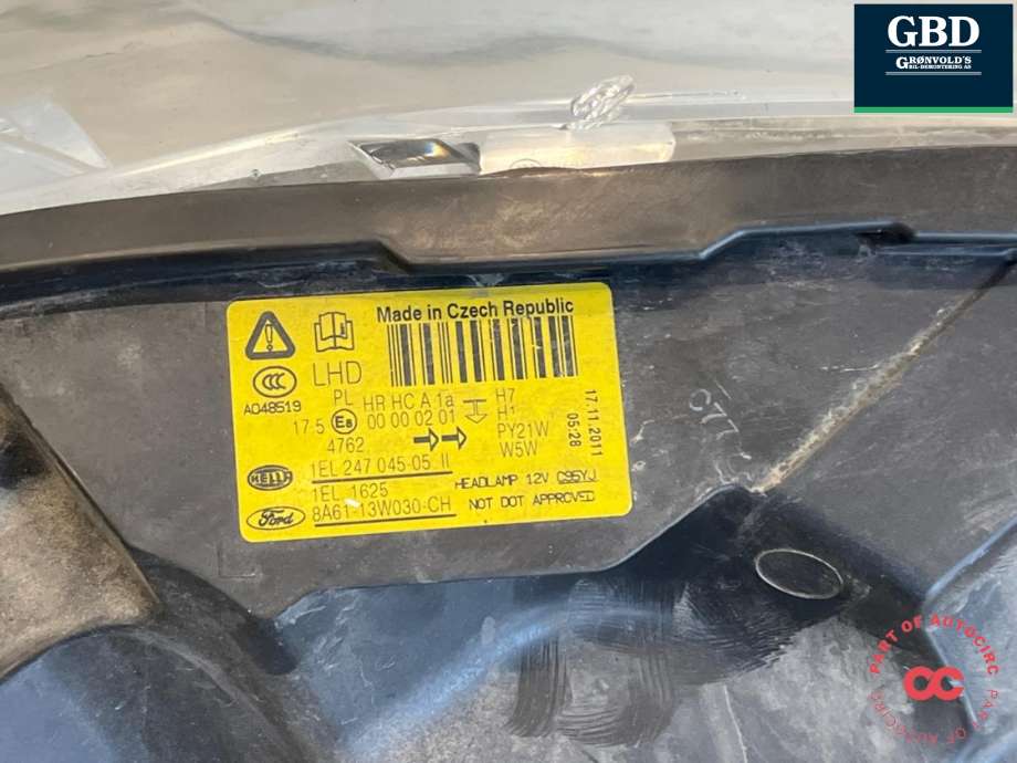 Frontlykt venstre halogen til Ford Fiesta 2008-2012 (Type VI, Fase 1) (1740028|8A61-13W030-CH|)