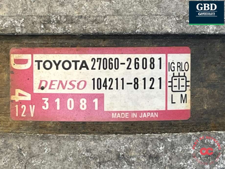 Dynamo diesel til Toyota RAV4 2013-2015 (Type IV, Fase 1) (2706026081|1042118121|)