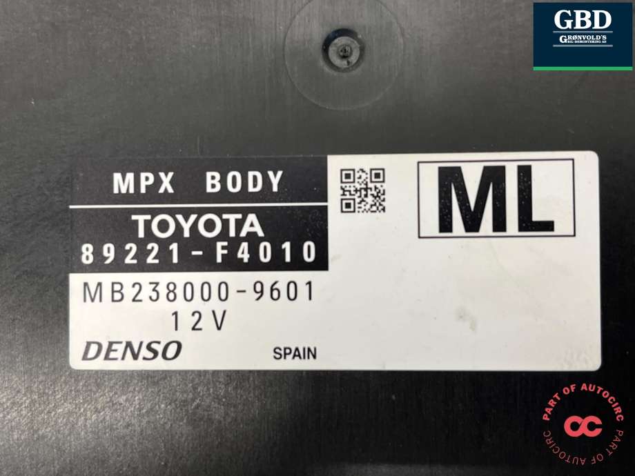 Styreenhet comfort (BCM) til Toyota C-HR 2016-->>  (89221F4010|MB2380009601|)