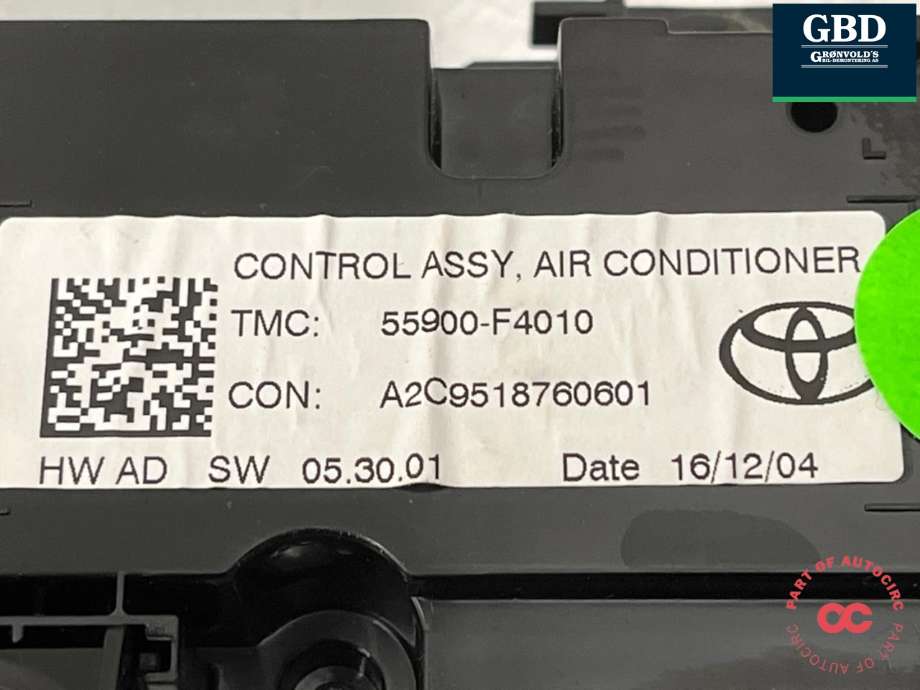 Varmeapparat betjening til Toyota C-HR 2016-->>  (55900F4011|55900F4010|)