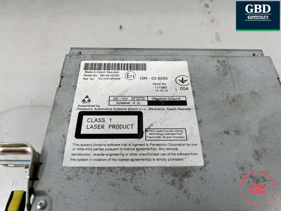 Bilstereo til Toyota Auris 2015-2019 (Type II, Fase 2) (8614002330|)