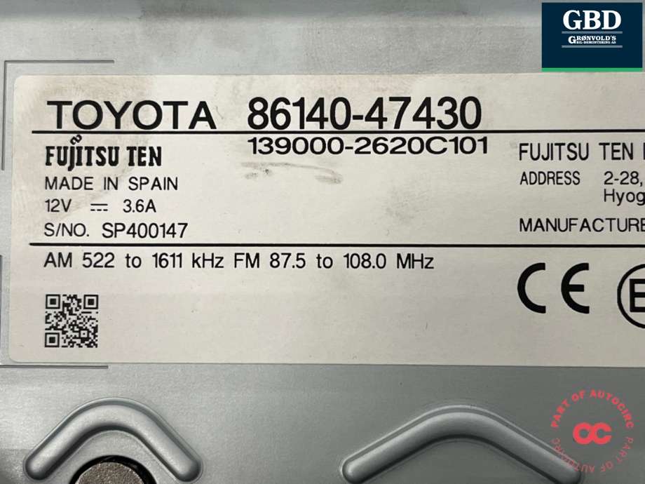 Bilstereo navigasjon til Toyota Prius 2016-2023 (Type IV) (combi) (combi) (8614047430|)