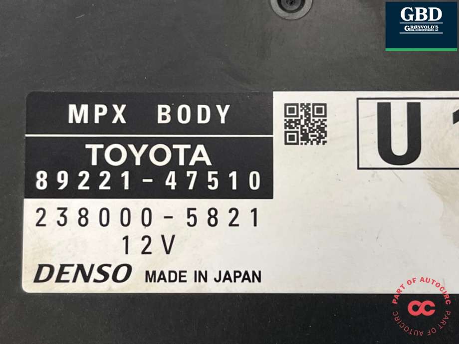 Styreenhet comfort (BCM) til Toyota Prius 2016-2023 (Type IV) (combi) (combi) (892204EN20|89221-47510|23800-5821)