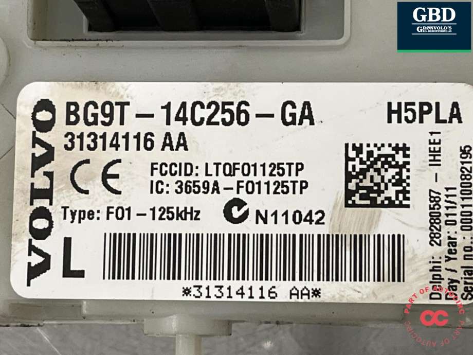 Styreenhet comfort (BCM) til Volvo S60 2010-2014 (Type II, Fase 1) (BG9T14C256GA|31343677|31343677AA)