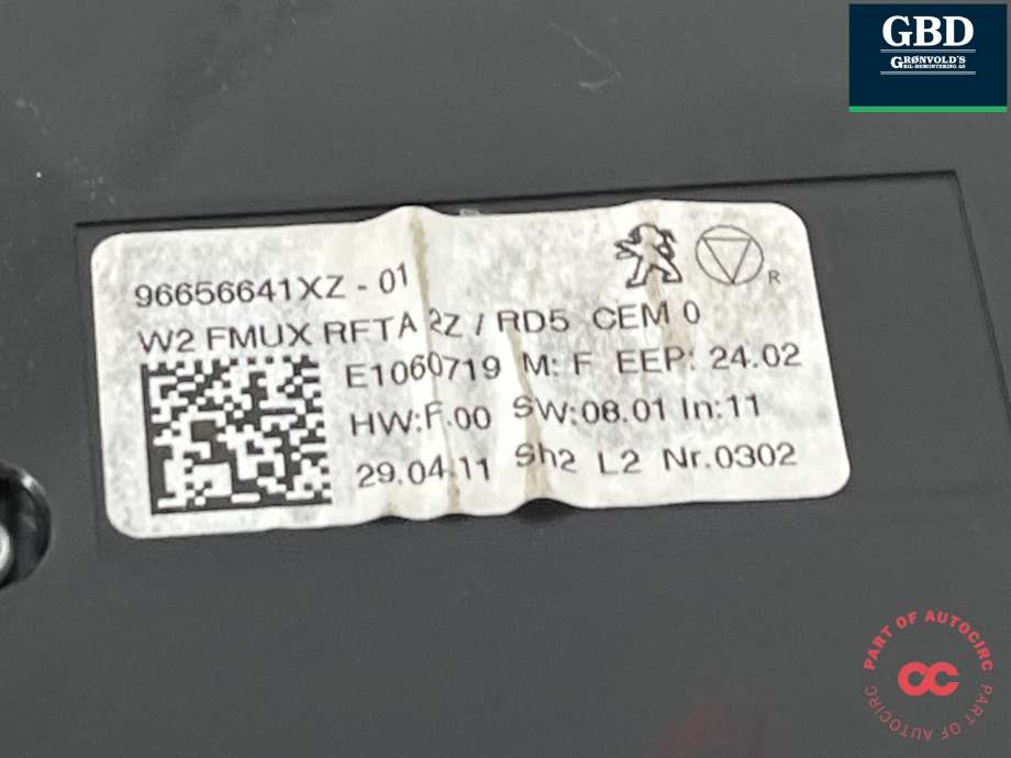 Varmeapparat betjening til Peugeot 508 2011-2014 (Type I, Fase 1) (98 023 792 XZ|6155 JW|)